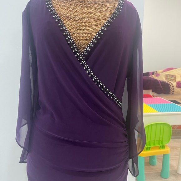 JBS stunning deep purple embellished blouse -S - Picture 6 of 14